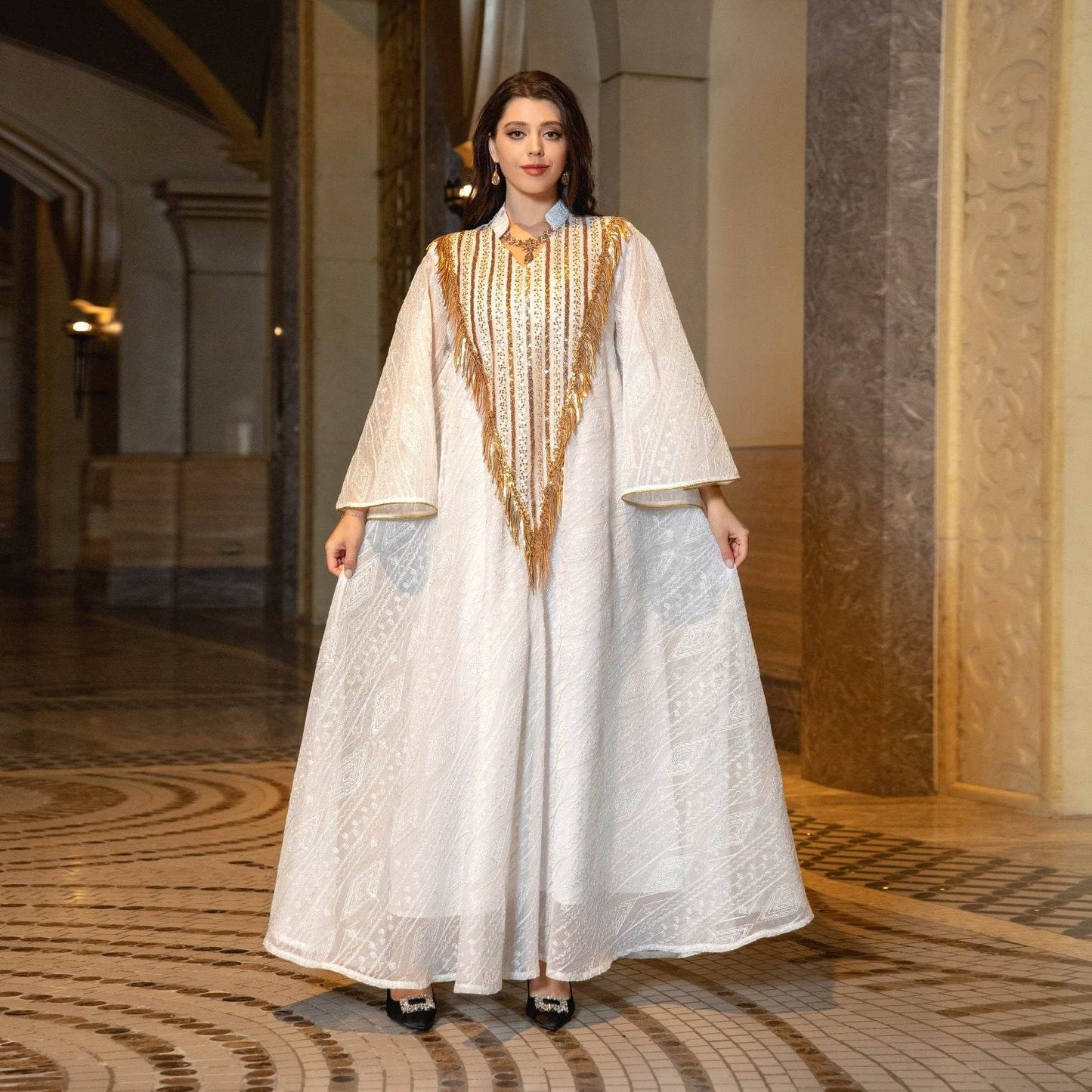 Arabic Style Evening Dress – Sequin & Embroidery Gown - Pasha