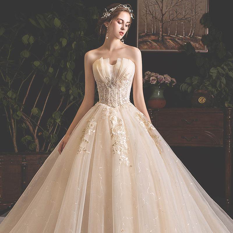 Romantic Mori Wedding Dress – Summer Tube Top Gown - Pasha