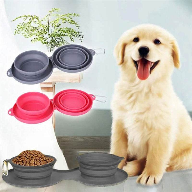 Foldable Rubber Double Bowl for Pets – Ideal for Feeding & Travel - Pasha