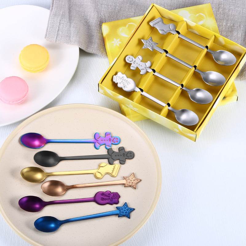 Cartoon Christmas Spoon Gift Set – Festive Stainless Steel Spoon for Kids with Floral & Cartoon Design - Pasha