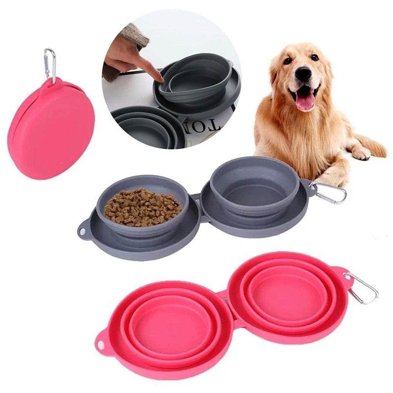 Foldable Rubber Double Bowl for Pets – Ideal for Feeding & Travel - Pasha