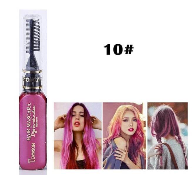 Temporary Hair Dye Mascara – 13 Vibrant Colors for Creative and Safe Hair Styling - Pasha