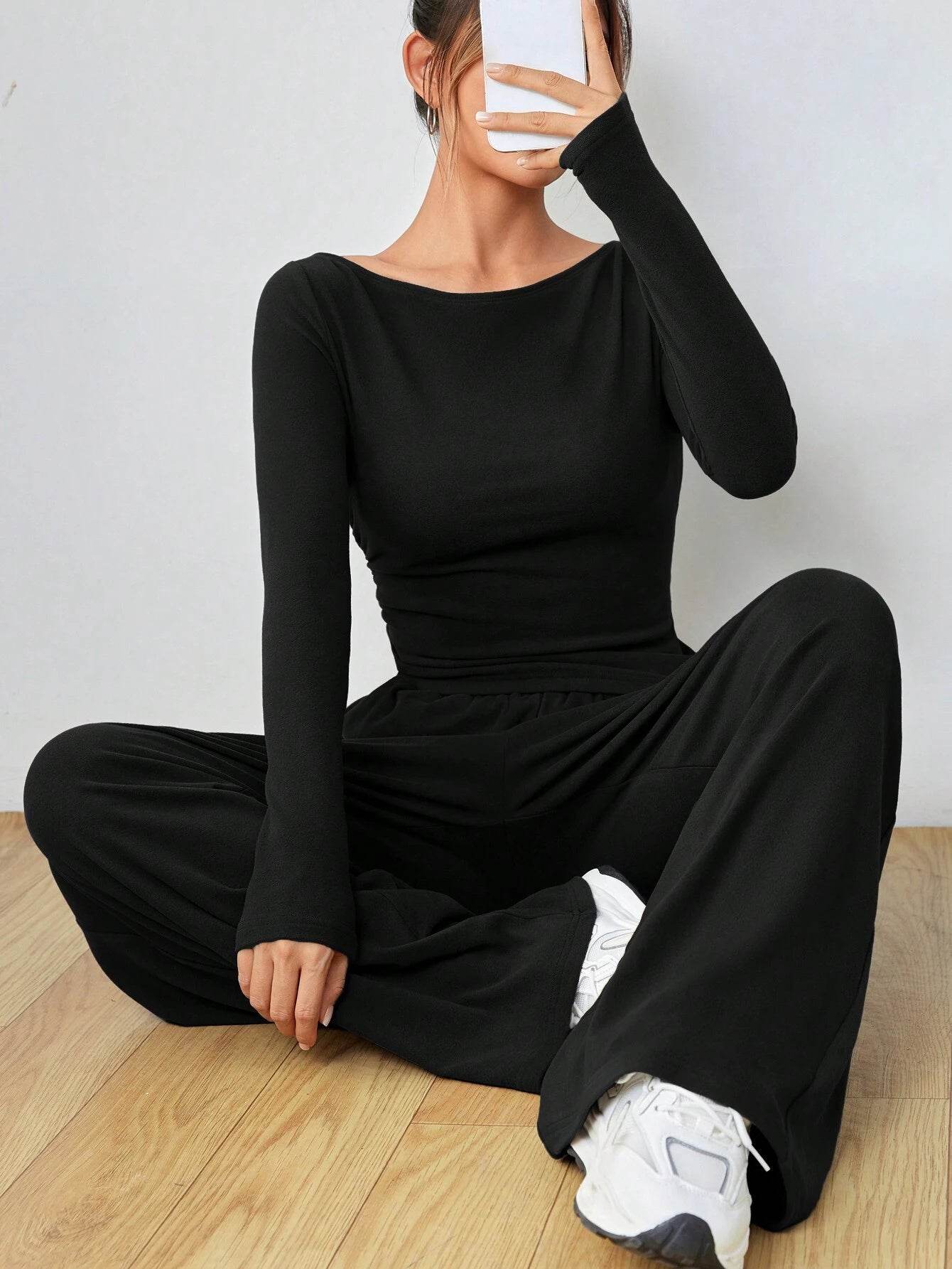 Women´s irregular casual long sleeve jumpsuit-asymmetric and modern touch - Pasha