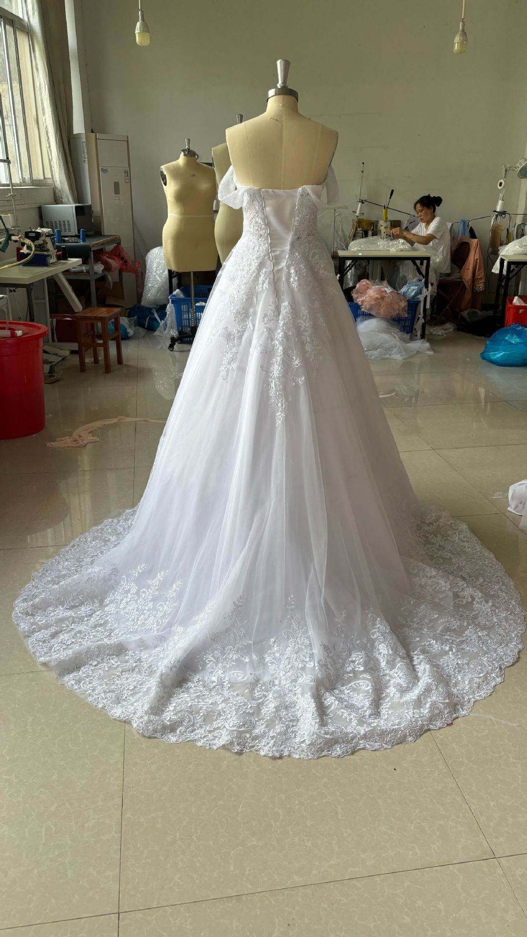 Off Shoulder Wedding Dress – Elegant Court Style - Pasha