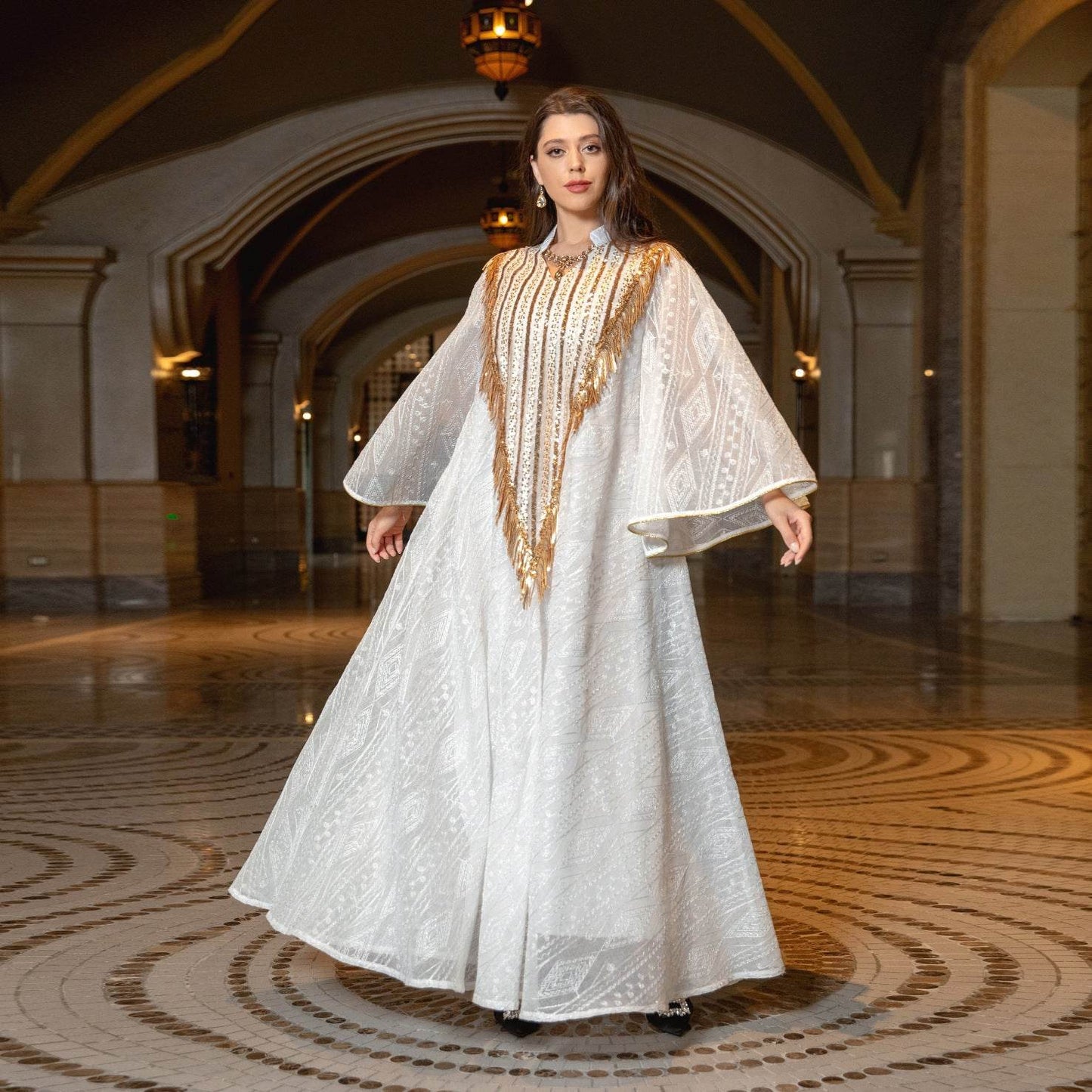 Arabic Style Evening Dress – Sequin & Embroidery Gown - Pasha
