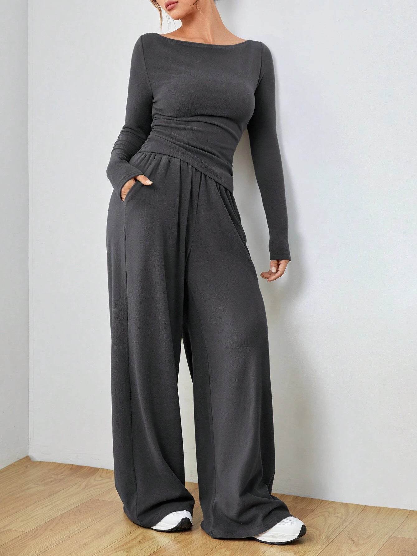 Women´s irregular casual long sleeve jumpsuit-asymmetric and modern touch - Pasha
