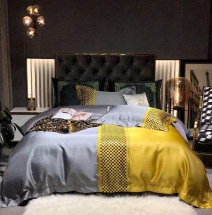 Black Gold Jacquard Bedding – Luxury Cotton Set - Pasha