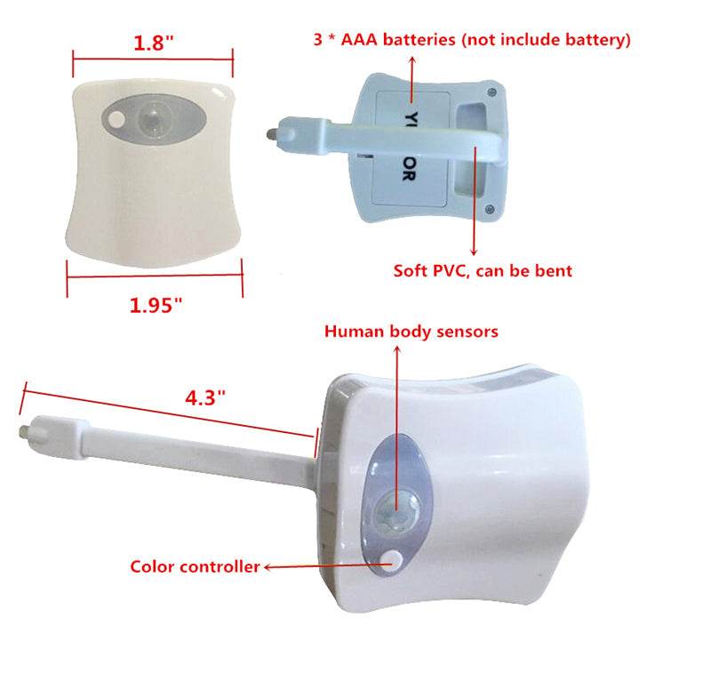 Automatic Induction LED Toilet Night Light – 8 Color Motion Sensor Bathroom Light - Pasha