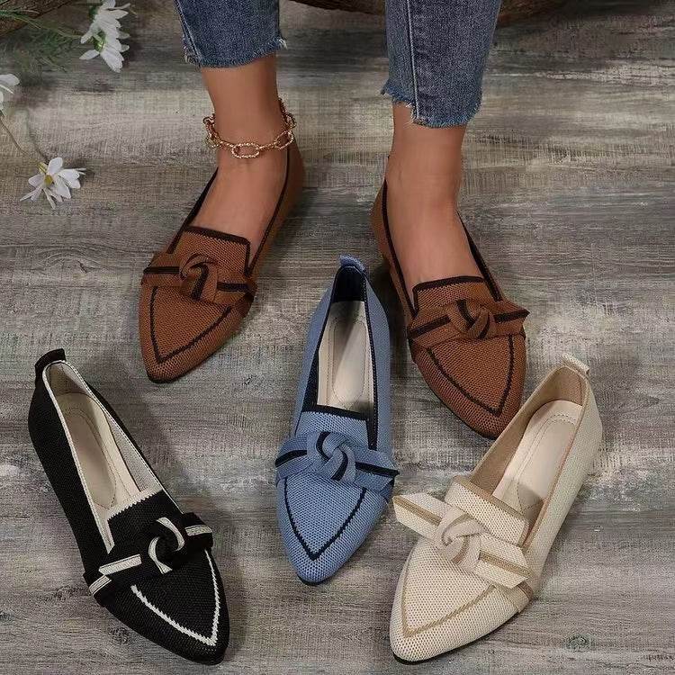 Fashion Pointed Toe Bow Flat Shoes for Women - Pasha