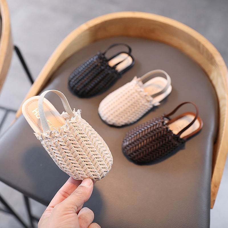 Girls Retro Casual Woven Sandals – Breathable and Non-Slip Sandals for Kids - Pasha