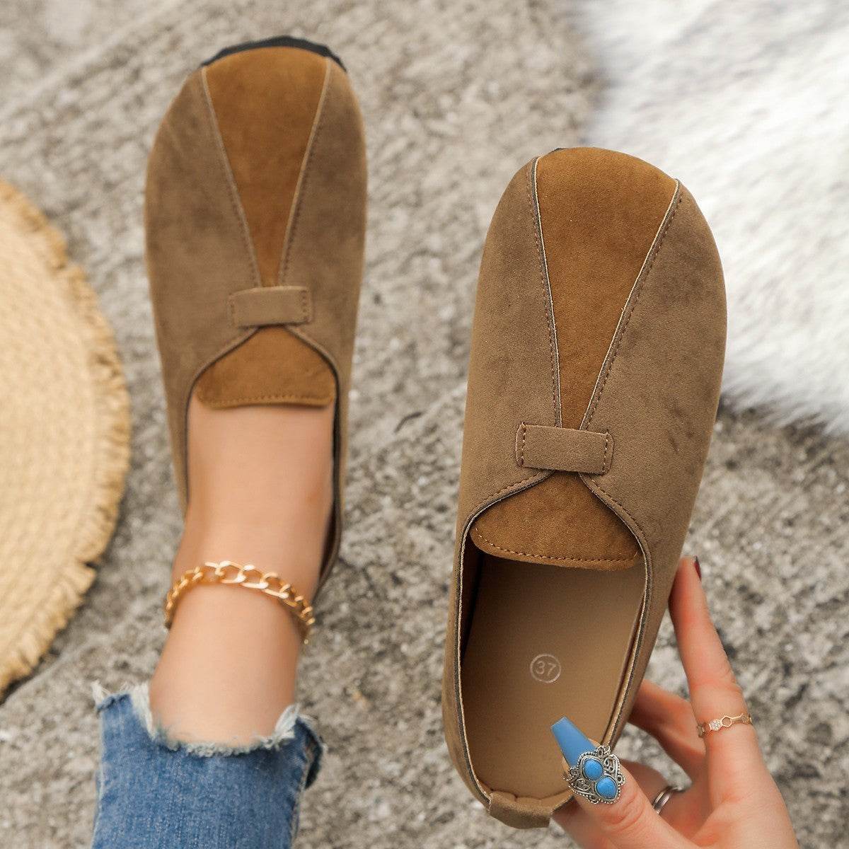Flat Retro Frosted Artistic Style Shoes for women - Pasha