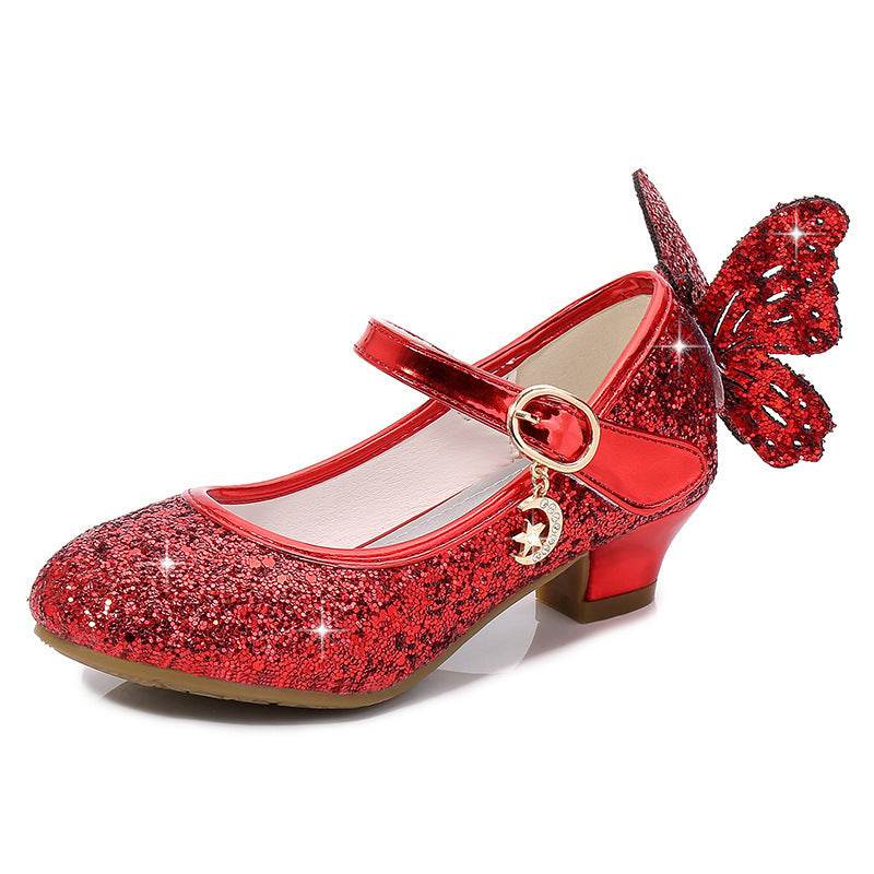 High Heel Princess Performance Shoes – Comfortable Sequin High Heels with Rucksack Bow Decoration - Pasha