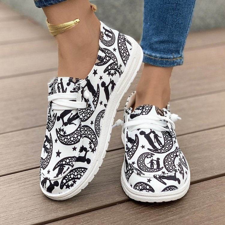 Flat Printed Canvas Shoes for women - Pasha