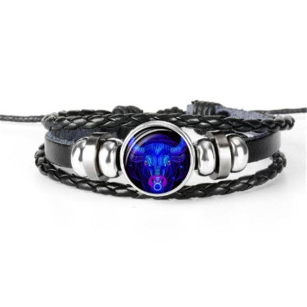 Stylish Constellation Bracelet – Faux Leather Zodiac Charm Wristband - Pasha