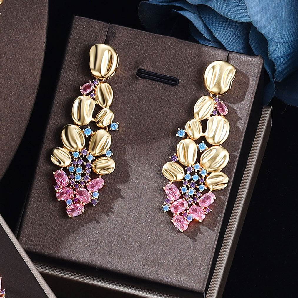 Exquisite Zircon Jewelry Set for Women – Necklace, Earrings, Adjustable Ring & Bracelet for Weddings and Special Occasions - Pasha