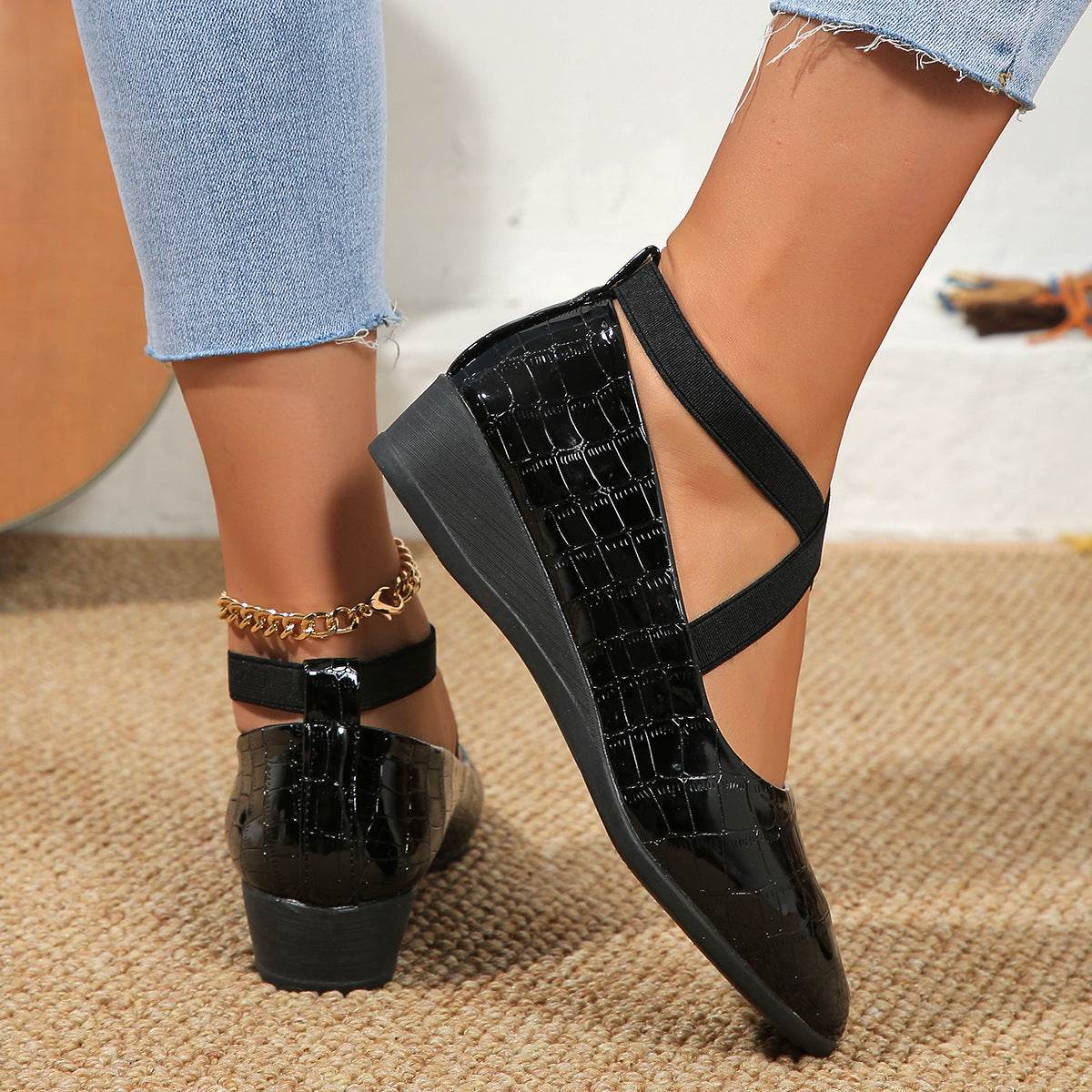 Plus Size Pointed Toe Wedge Casual Pumps for Women - Pasha