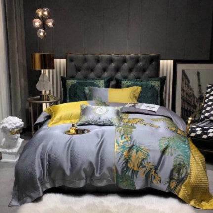 Black Gold Jacquard Bedding – Luxury Cotton Set - Pasha