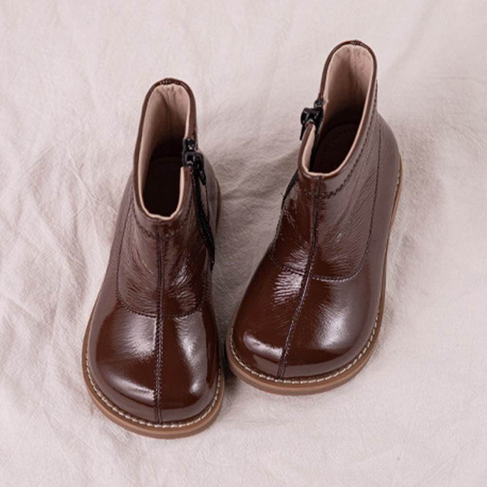 Retro Kids' Boots – Unisex Solid Leather Boots for Boys & Girls with Rubber Sole - Pasha