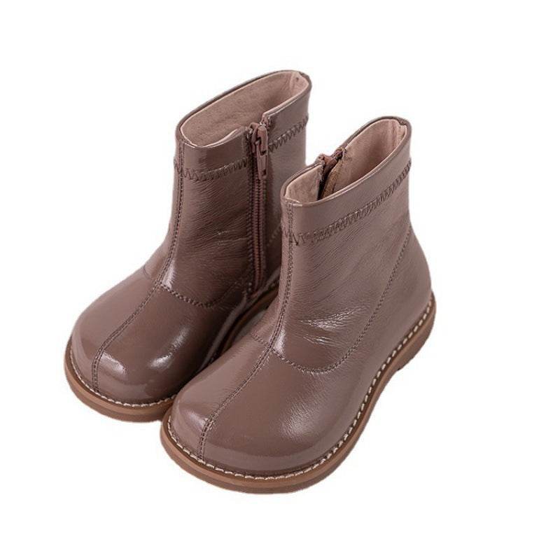 Retro Kids' Boots – Unisex Solid Leather Boots for Boys & Girls with Rubber Sole - Pasha