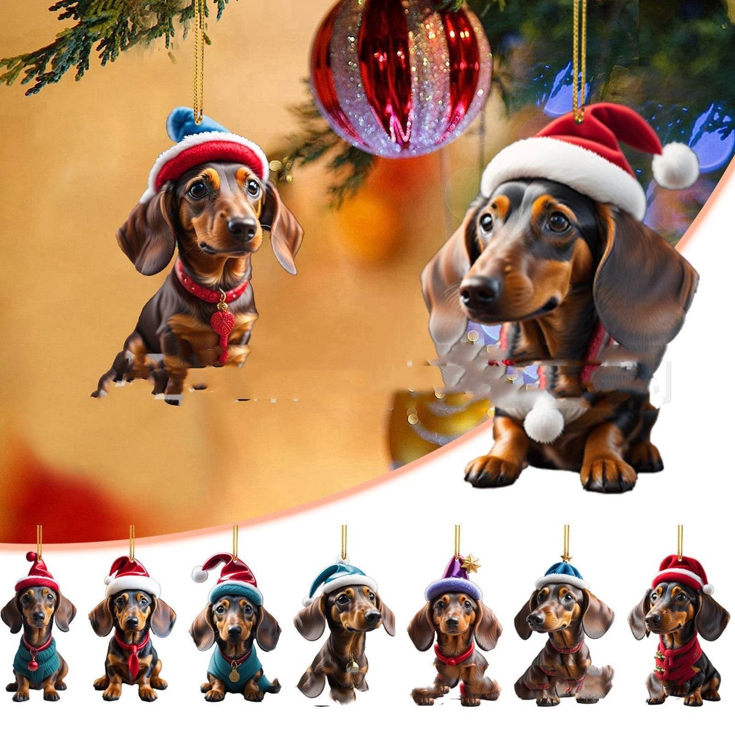 Acrylic Christmas Ornament with Dachshund Design – Festive Dog Lover Gift & Holiday Tree Decoration - Pasha
