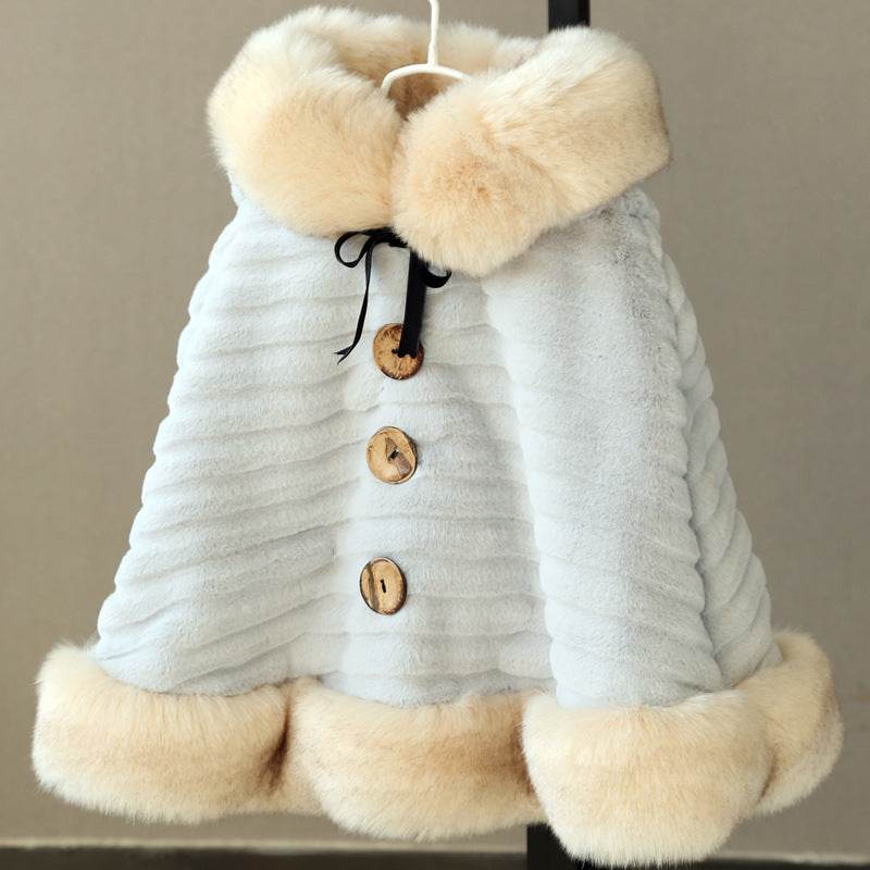 Girls Fashion Plush Warm Thickening Cloak – Stylish and Cozy Outerwear - Pasha