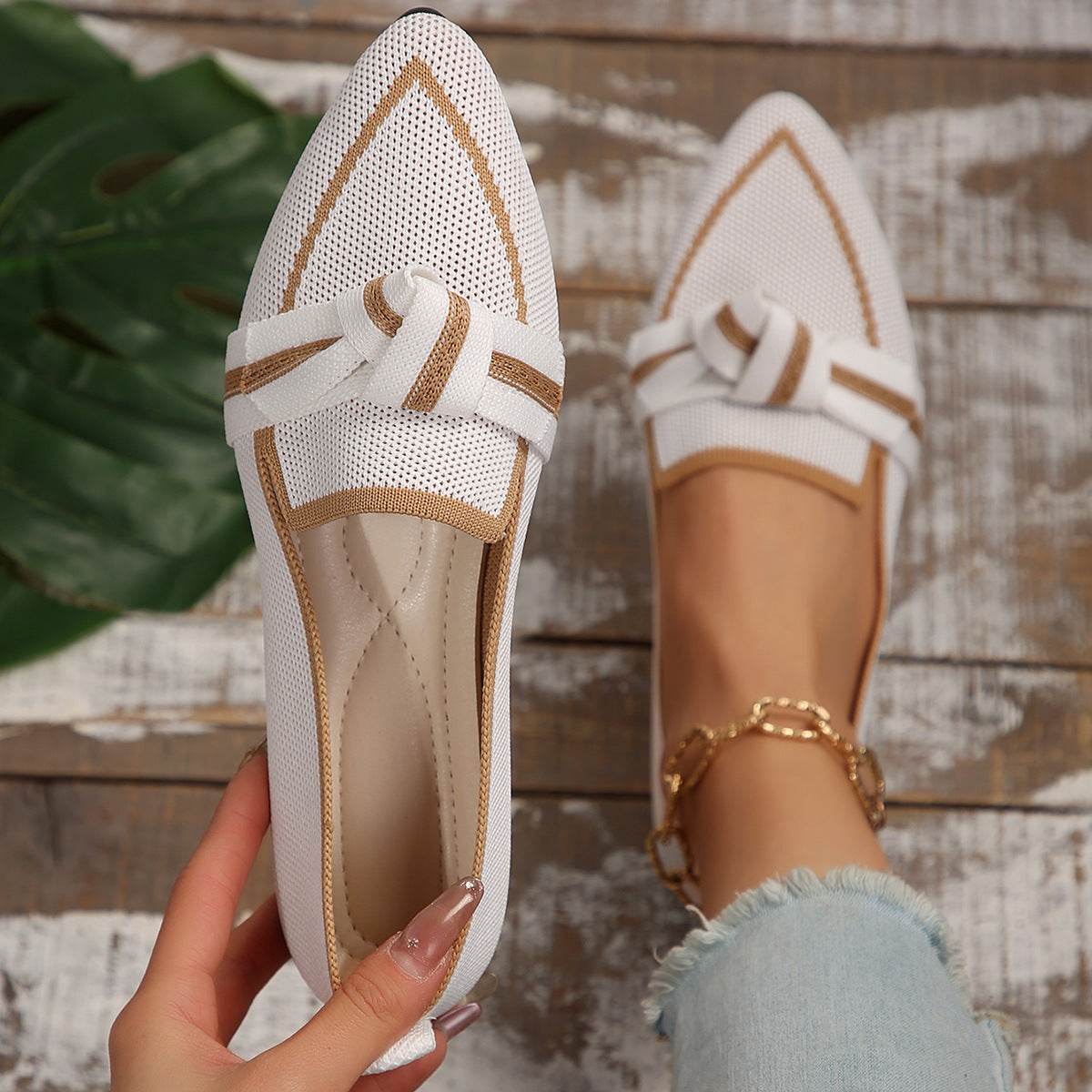 Fashion Pointed Toe Bow Flat Shoes for Women - Pasha