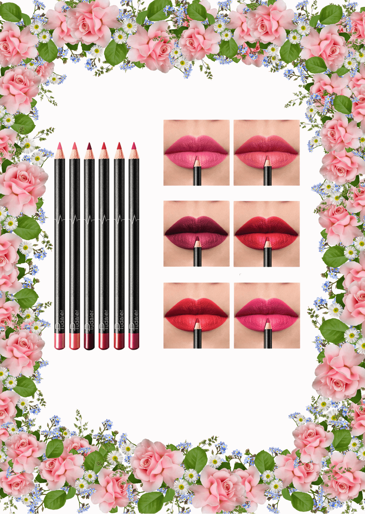 Lip Liner 36 Colors – Waterproof and Smudge-Proof in Nude Shades - 6 Pack - Pasha