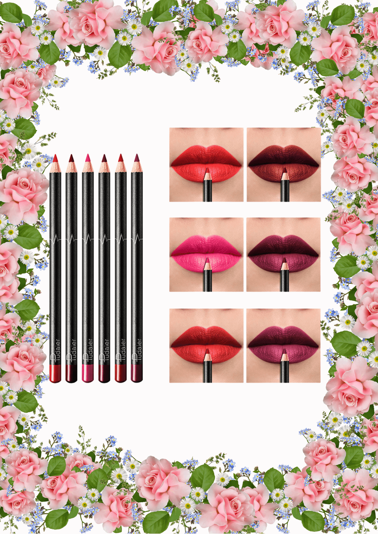 Lip Liner 36 Colors – Waterproof and Smudge-Proof in Nude Shades - 6 Pack - Pasha