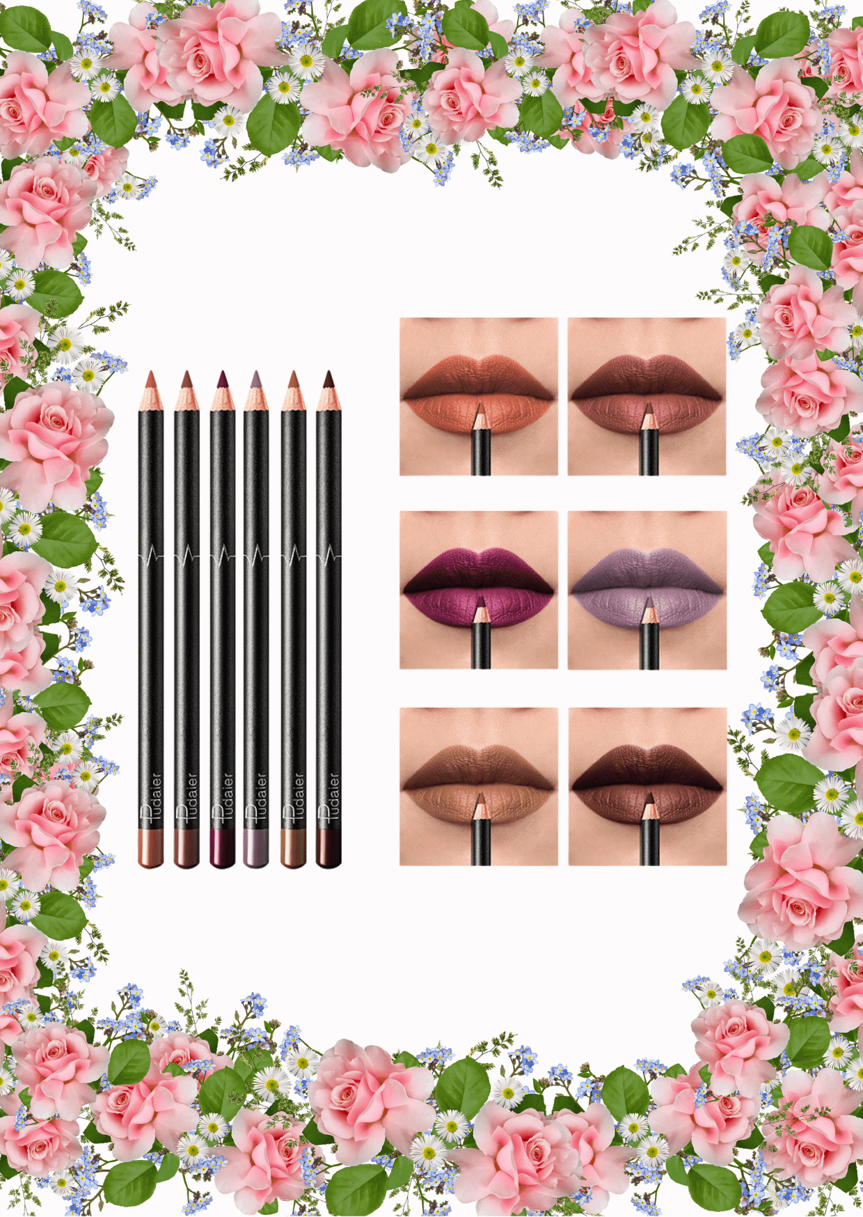Lip Liner 36 Colors – Waterproof and Smudge-Proof in Nude Shades - 6 Pack - Pasha