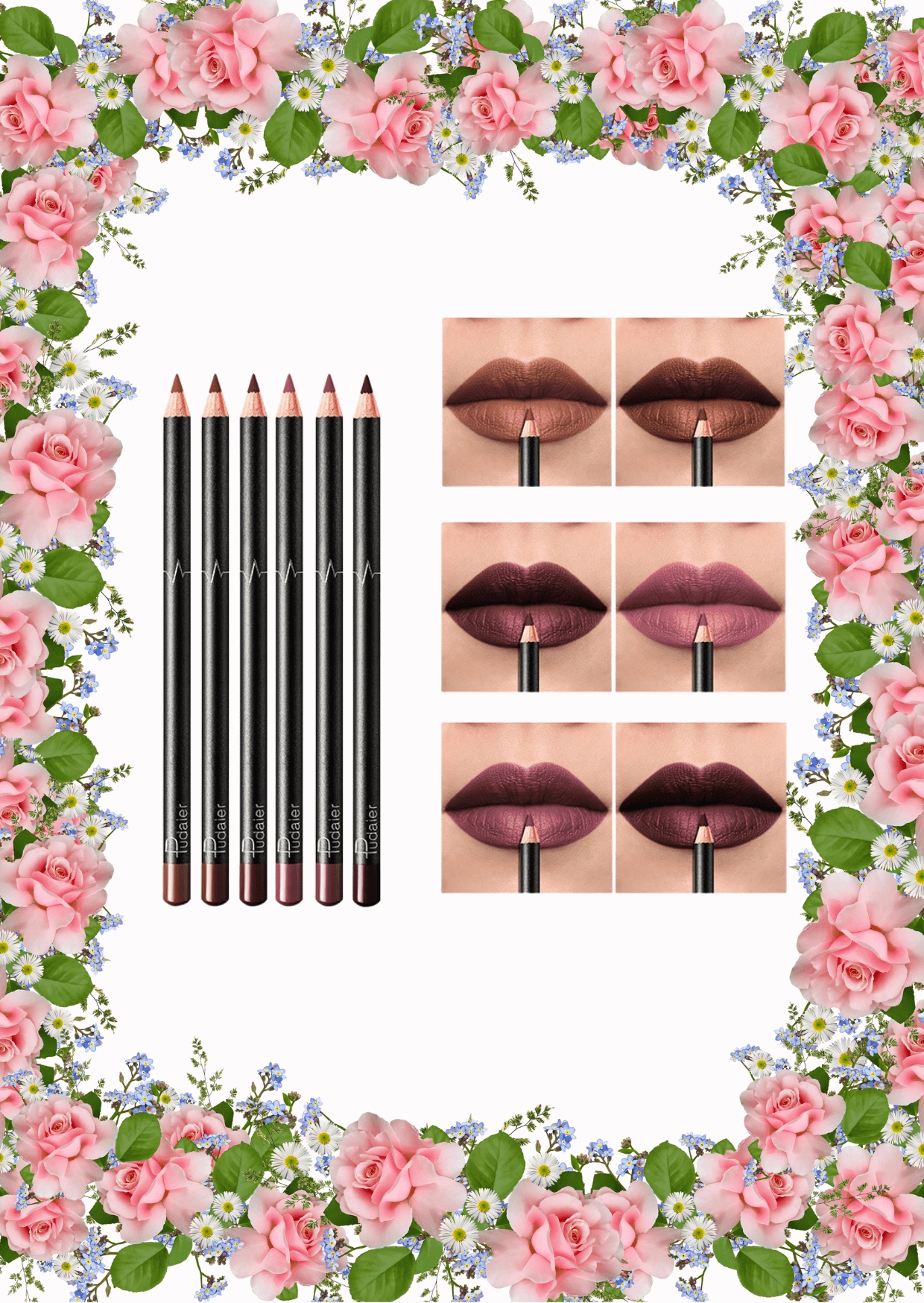 Lip Liner 36 Colors – Waterproof and Smudge-Proof in Nude Shades - 6 Pack - Pasha