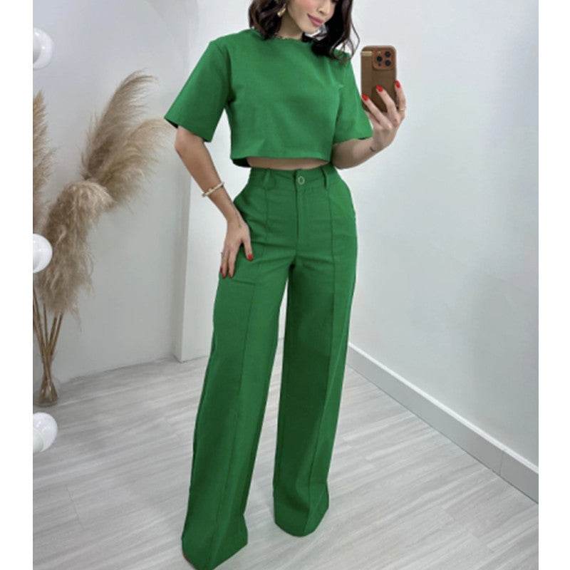 Women's Cotton Top & Wide Leg Pants Sets - Pasha