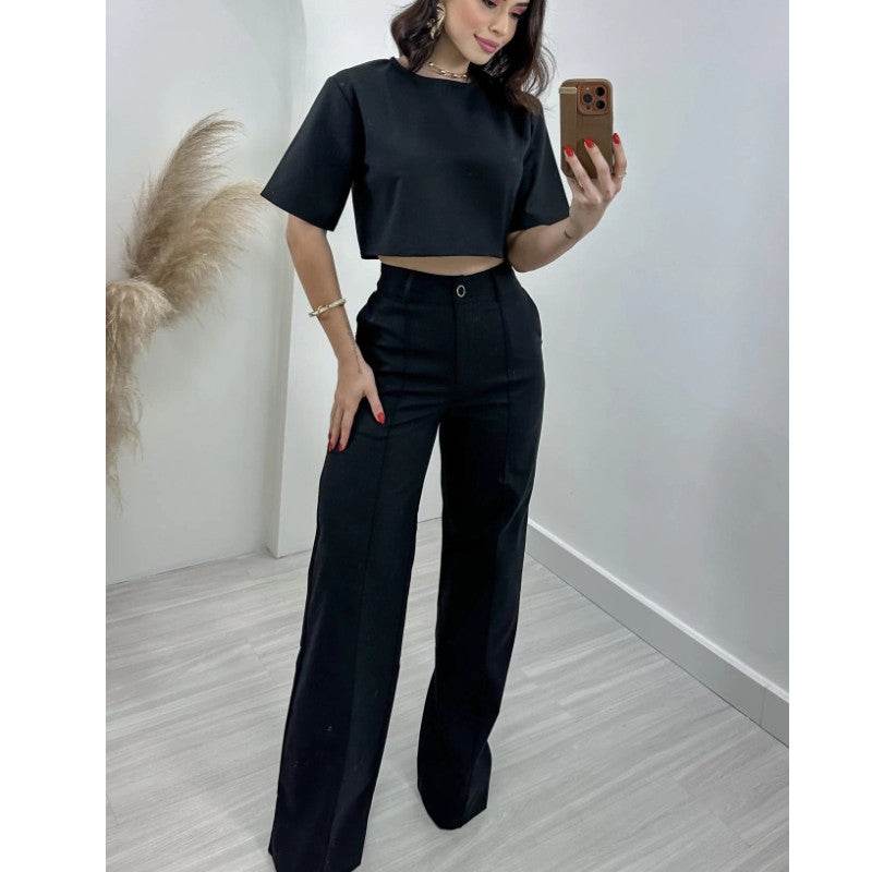 Women's Cotton Top & Wide Leg Pants Sets - Pasha