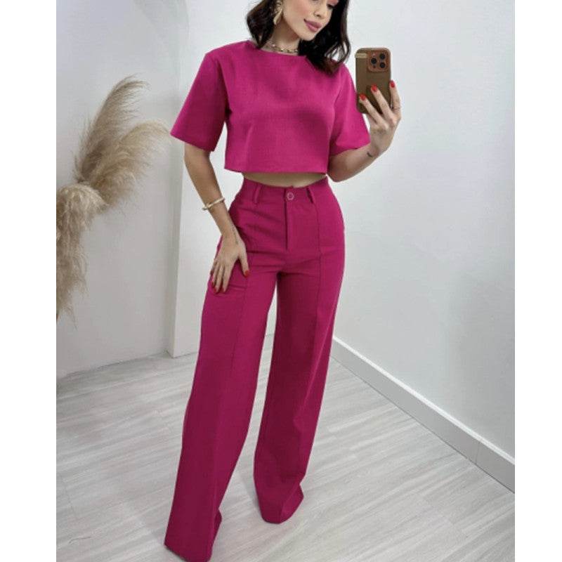 Women's Cotton Top & Wide Leg Pants Sets - Pasha