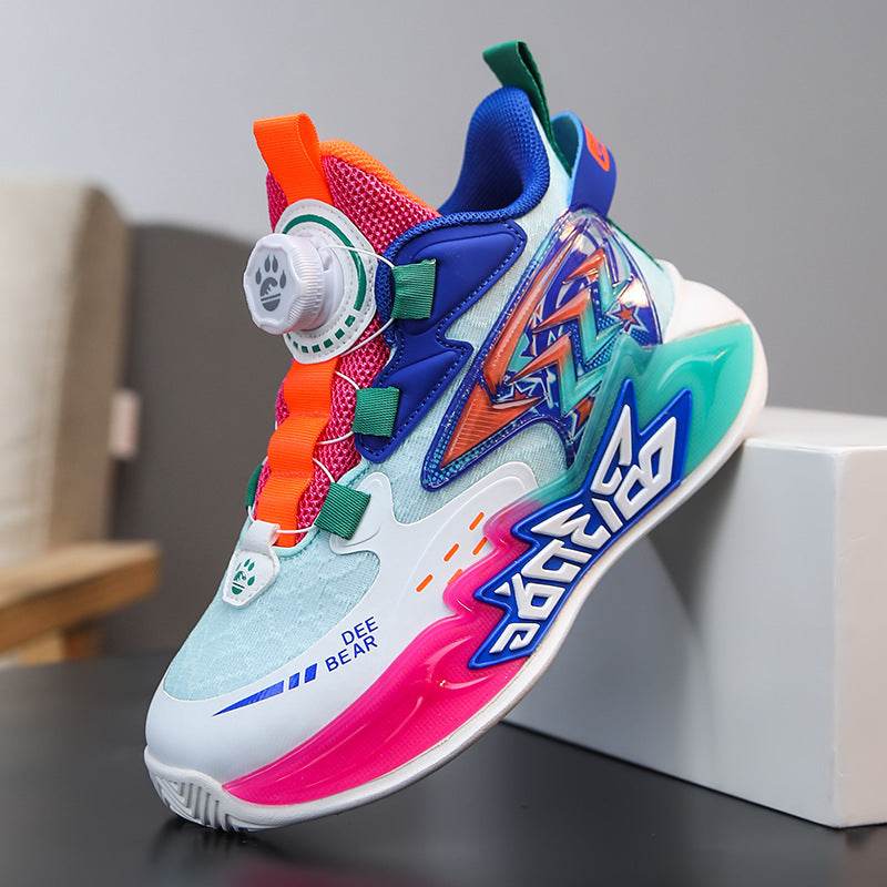 Mesh Breathable Running Mid Size Kids' Spin Dunk Basketball Shoe - Pasha