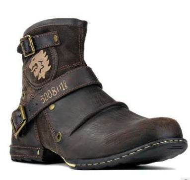 Men's Retro Leather Boots – Classic Round Toe Style - Pasha
