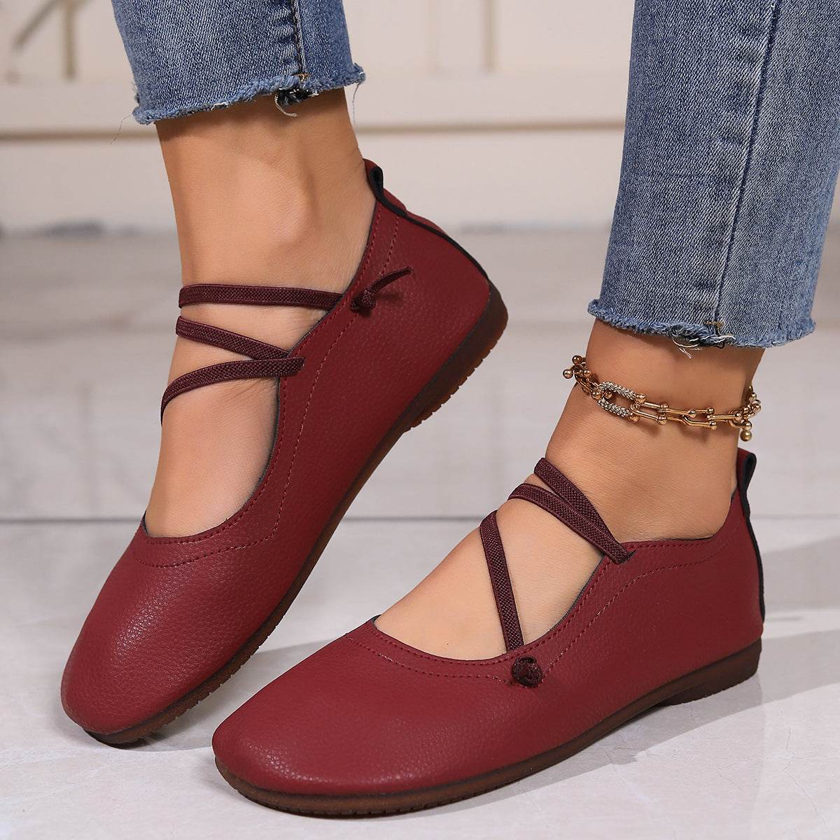 Fashion Square Toe Flats Shoe for Women - Pasha
