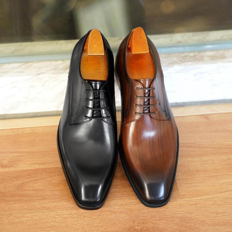 Men´s Vintage Square Toe Leather Shoes - Pasha