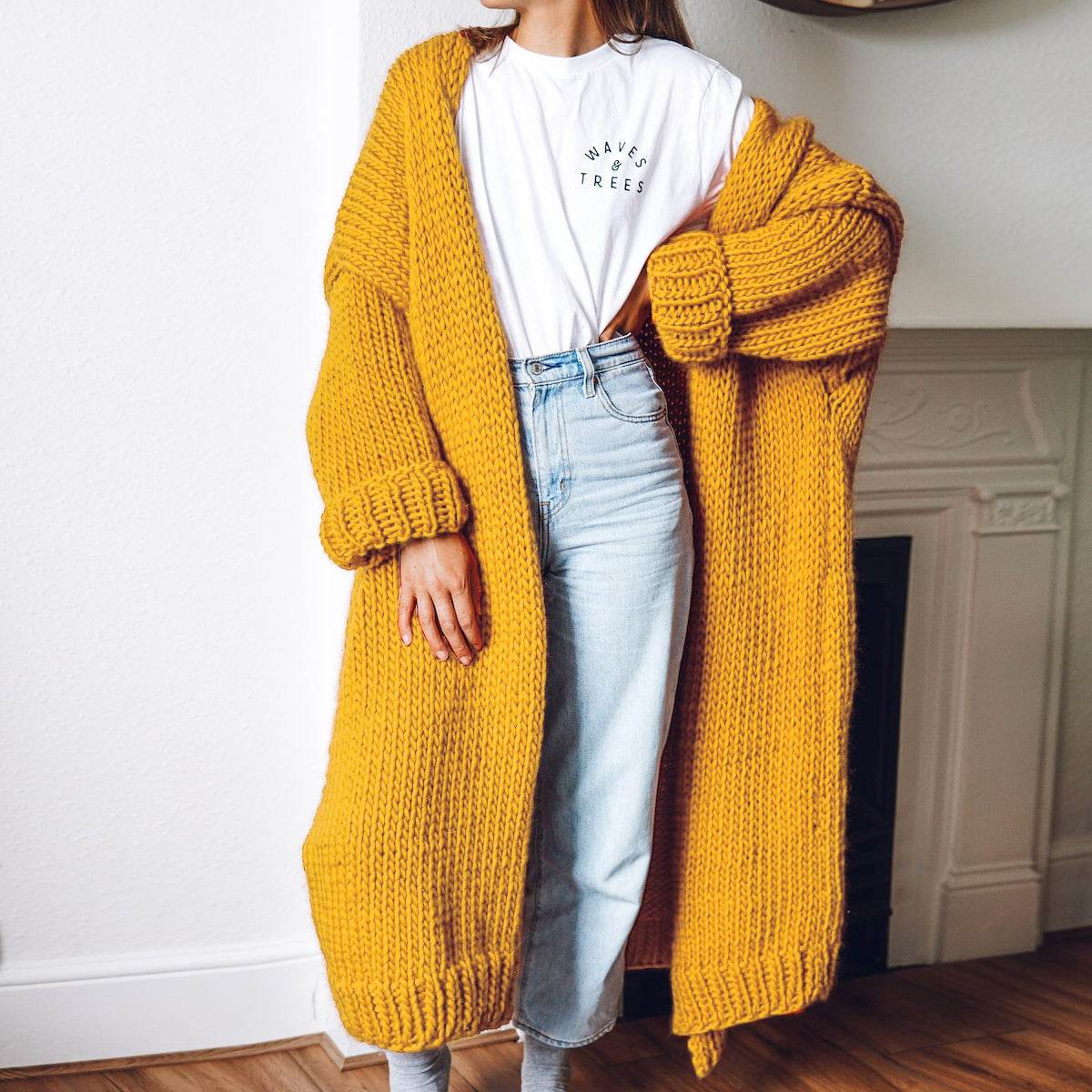 New Foreign Trade Women's Cardigan Knitting Mid-length Coat Sweater - Pasha