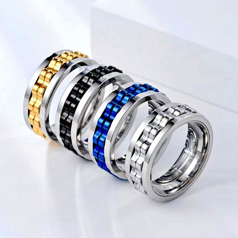 Stylish Titan Steel Anti-Anxiety Fidget Ring – Unisex Spinning Stress Relief Jewelry - Pasha