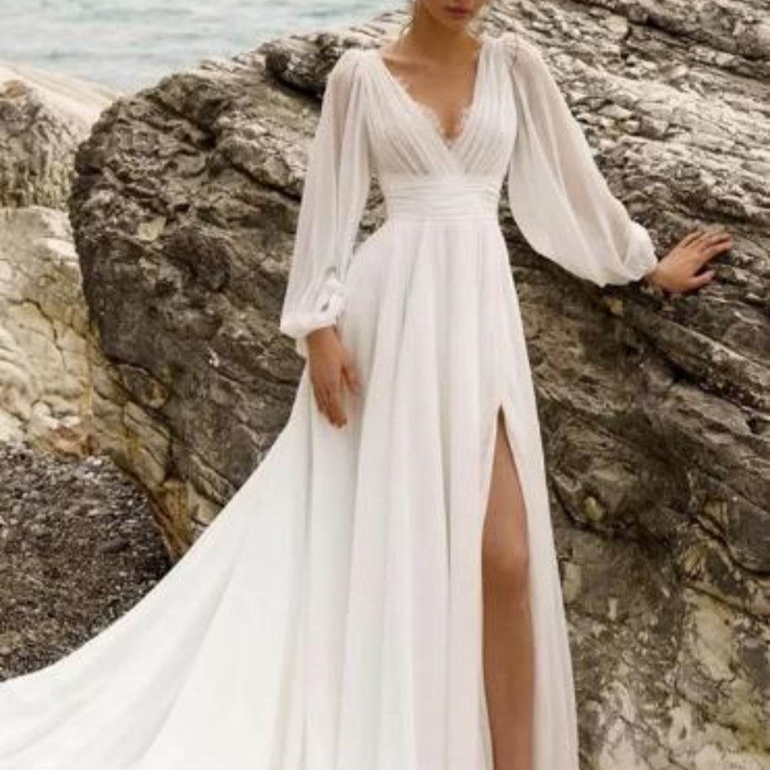 Retro Chiffon Wedding Dress – Romantic & Elegant - Pasha