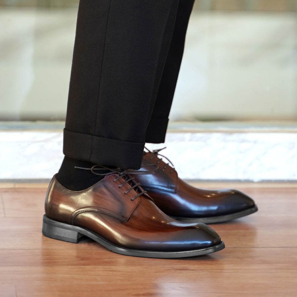 Men´s Vintage Square Toe Leather Shoes - Pasha