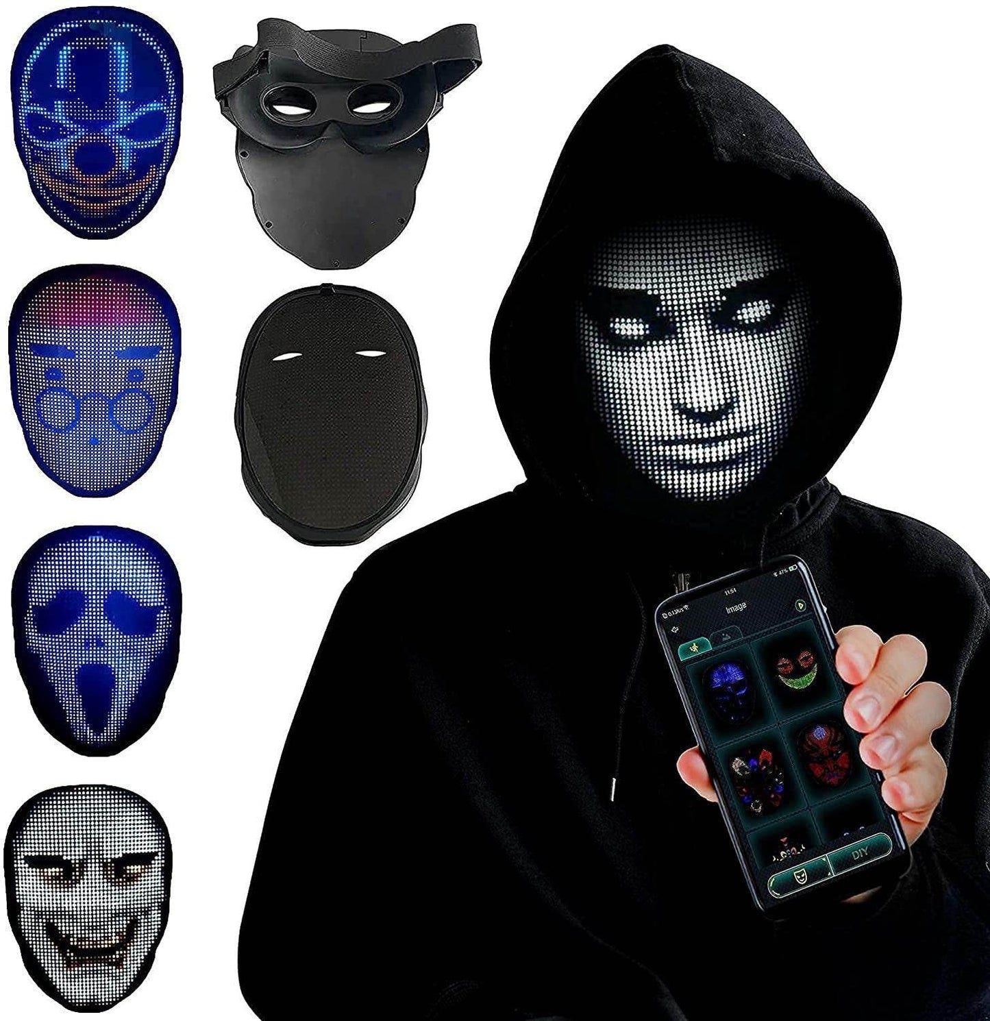 LED Glow Face Mask - Ergonomic Halloween & Party Mask for Unforgettable Celebrations - Pasha