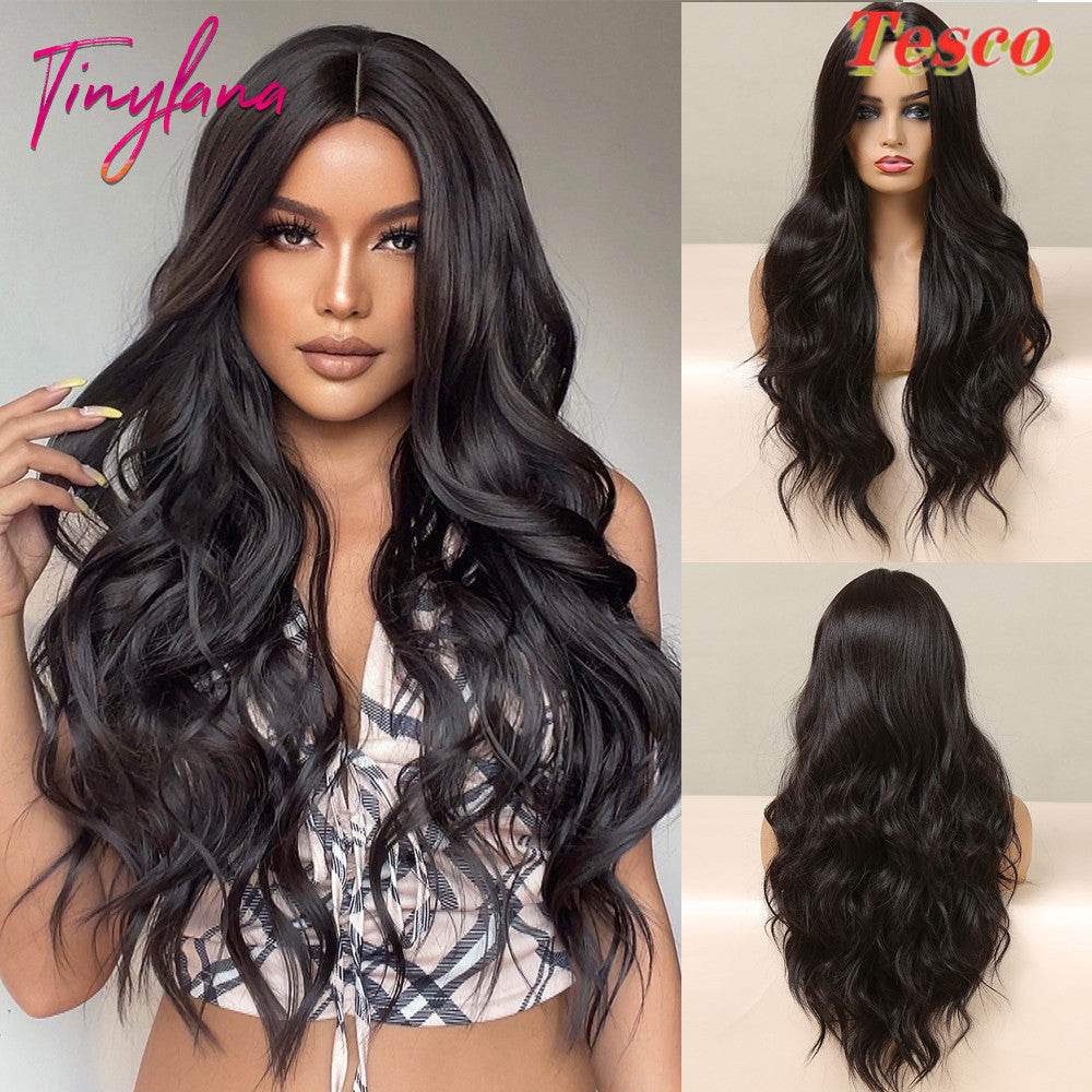 Heat-Resistant Wavy Black Wig – Cute & Fringed Bangs - Pasha