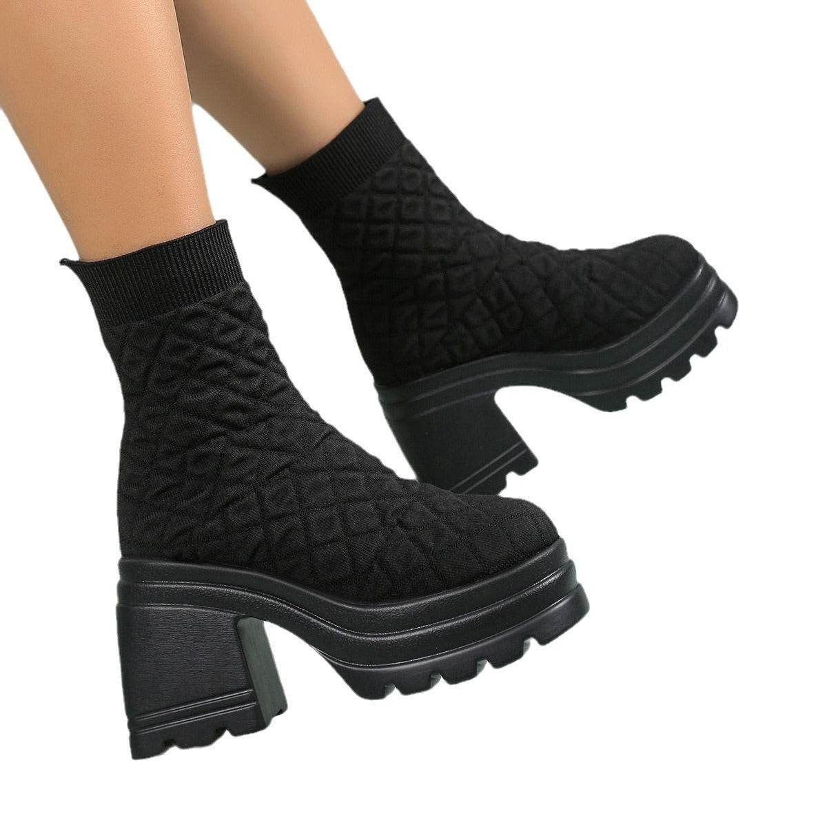 Retro Platform Ankle Boots with strech upper - Pasha
