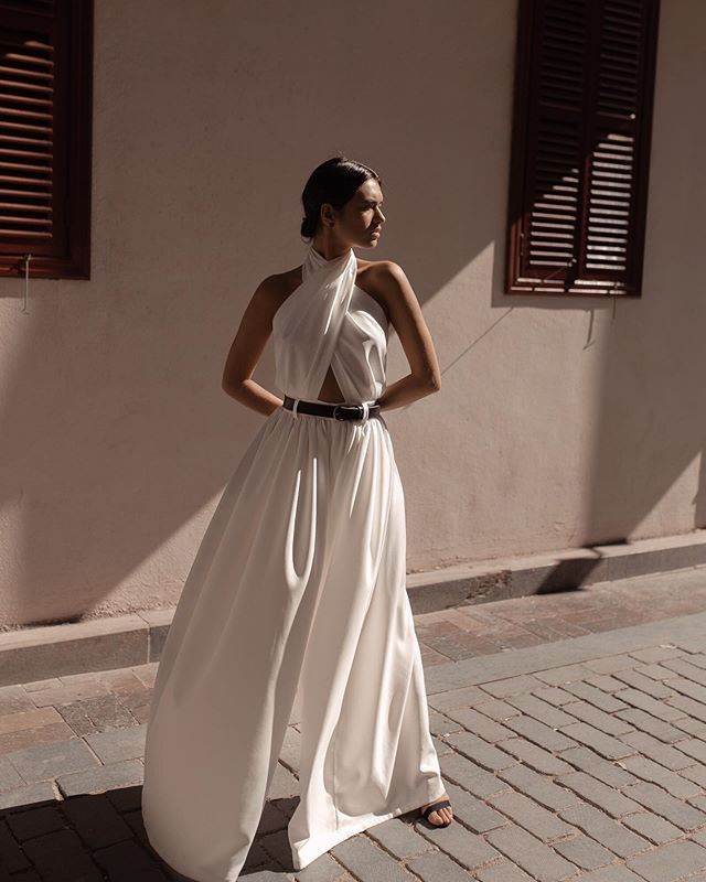 Women's Wide-Leg Jumpsuit – Elegant White Jumpsuit - Pasha