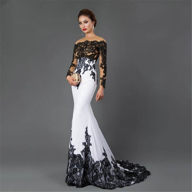 Embroidered Lace Maxi Dress With Fishtail Slim Tail - Pasha