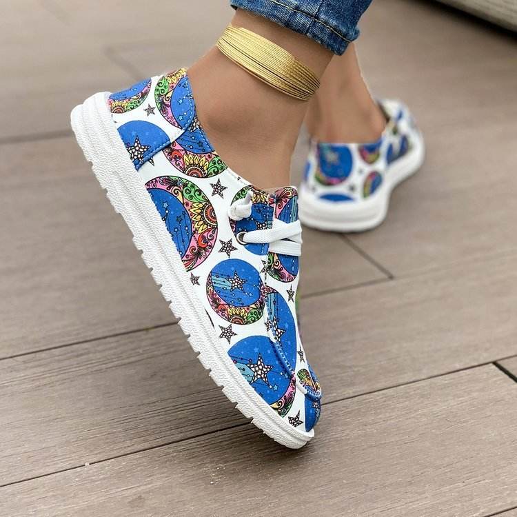 Flat Printed Canvas Shoes for women - Pasha