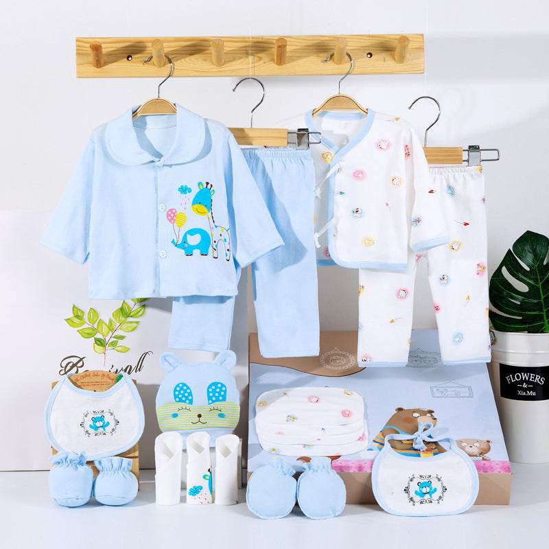 18-Piece Cotton Newborn Gift Set – Baby Clothing with Bibs, Hat, Gloves & More for New Parents - Pasha