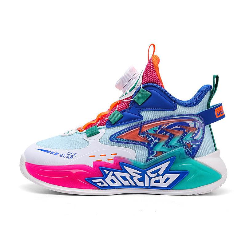 Mesh Breathable Running Mid Size Kids' Spin Dunk Basketball Shoe - Pasha