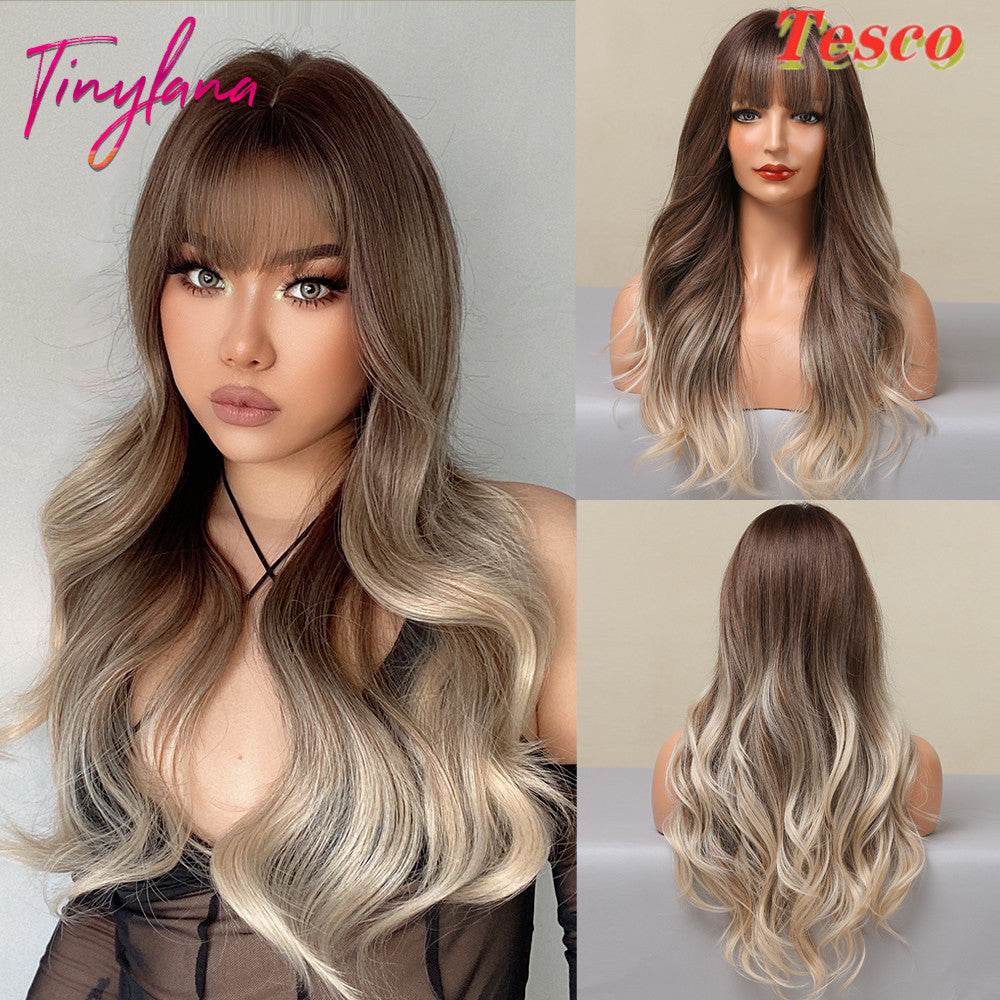 Heat-Resistant Wavy Black Wig – Cute & Fringed Bangs - Pasha